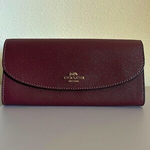 Coach Burgundy Wallet 7.75x3.75